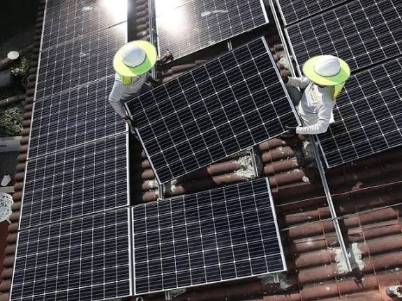 Solar panel installation in progress